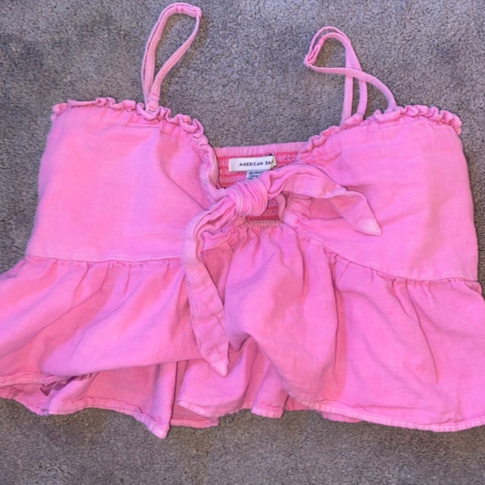 Pink American Eagle tie front tank